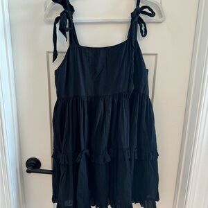 Aerie Black Babydoll Mini Dress with Sleeveless Design and Tiered Skirt